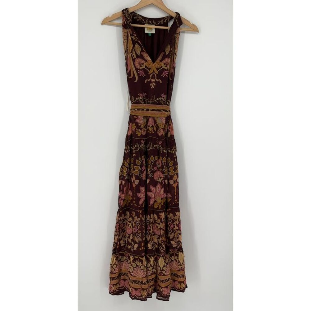 FARM Rio Sleeveless in Burgundy Floral Dress - Picture 5 of 5
